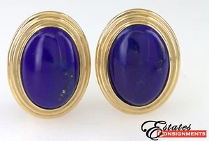Pair of Gump’s Lapis Lazuli, 14K Yellow Gold Earrings - Picture 1 of 10