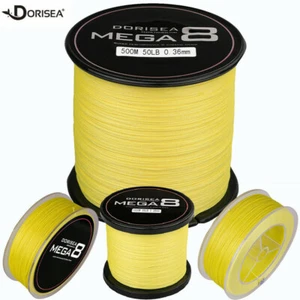 Dorisea 8 Strands Yellow Braid MEGA 8 PE Dynema Braided Fishing line 100m-2000m - Picture 1 of 11