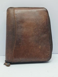 VTG Franklin Covey ~ Brown Leather ~ Zip Planner Binder ~ Riverwood Made In USA - Picture 1 of 8