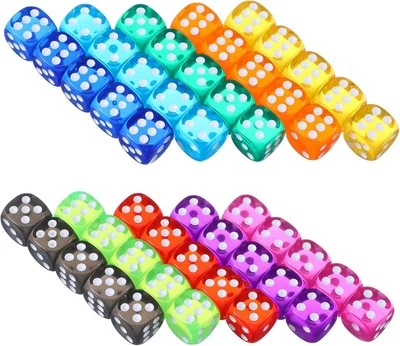 YUANCHU 50 Stück Würfel Bunt Set,6-Seitig Spielwürfel 14mm Würfel Set 10 Transluzente Fa