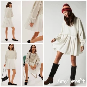 Free People Eleanor Layered Sweatshirt Minidress Size Large New - Picture 1 of 8