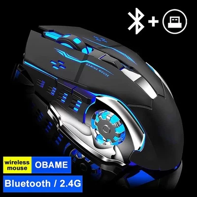 Rechargeable Wireless Mouse Gaming Computer Silent Bluetooth Mouse USB Mechanica - Image 1 of 4