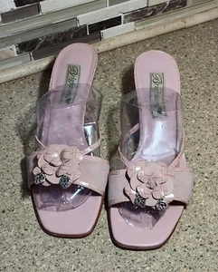 Brighton Raina Sandals Rose Suede Pink Croc Embossed Leather Kitten Heel Sz 8M - Picture 1 of 8