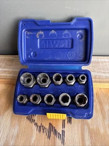 Irwin 10 Piece Bolt Extractor Set: 3/8” Drive Size Metric & SAE (ML) - Foto 1 di 14