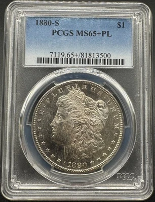 1880-S MORGAN SILVER DOLLAR PCGS MS65+ PL PROOF-LIKE 8XEC25 - Image 1 of 4