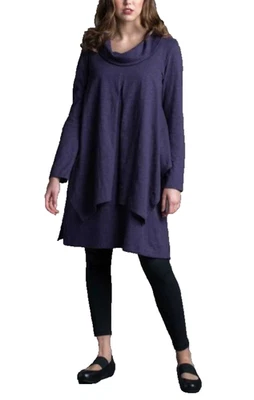 Неоновые Будды женщин XS фиолетовый слой капот шеи туника ассиметричный длинным рукавом Eco - Изображение 1 из 4