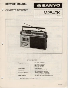 Sanyo M2840K Kassettenrecorder Serviceanleitung - Bild 1 von 5