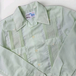 Vintage Guayabera Hemd Herren S Aires Del Mayab 60er Knopfleiste Freizeit Retro Boxy - Bild 1 von 12