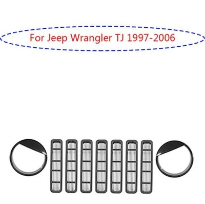 Черная решетка радиатора для Jeep Wrangler TJ 1997-06 + отделка панели абажура - Изображение 1 из 4