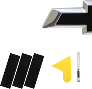 Kit de envoltura de emblema de pajarita de 11,8" x 4" para envoltura de vinilo superpuesta con logotipo Chevy negro puro - Imagen 1 de 3