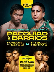 Manny Pacquiao-Mario Barrios 2025 Program, 2 Cards  (1 RC) & Revised Bout Sheet - Picture 1 of 3