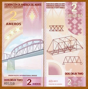 Federación de América del Norte, 2 Ameros, 2011, Polímero, Nuevo, UNC - Imagen 1 de 1