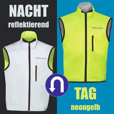 Modeka Motorrad Warnweste Double Eye am Tag neongelb WENDEN! Nacht reflektierend