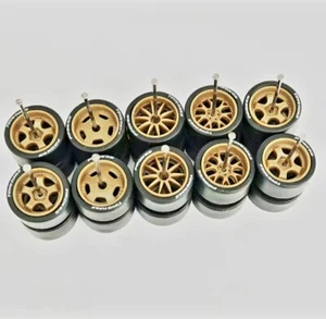5 Sets Toyo Lettered Mix Tan 13mm Rims & Real Rider Rubber Tires 1/64 Hot Wheels - Picture 1 of 1