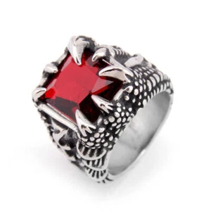 Fashion multi-color gemstone men's ring stainless steel ring gift Size 7-13 AU - Picture 1 of 26