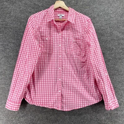 Camisa Croft & Barrow Mujer L Grande Rosa A Cuadros Cuello Abotonado Manga Larga Foto 1 de 4