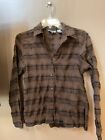 Chicos Design blouse 0 long sleeves poly blend Shirt brown and black Sheer