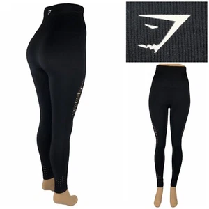 Gymshark Damen kleine Leggings schwarz Nylon Stretch Fitnessstudio Yoga Training gebraucht, in einwandfreiem Zustand - Bild 1 von 10