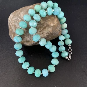 Amazonite Bead Chunky Navajo Pearls Sterling Silver Necklace 20" 13411 - Picture 1 of 12