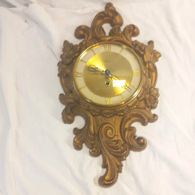 Ingraham 8 Day Wind Up Wall Clock MCM Hollywood Regency Untested As Is Parts - Image 1 of 4