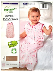 2x Sommer Baby Schlafsack Bio Baumwolle Pucksack Kleinkind Gr. 70 Rosa Stern - Bild 1 von 5