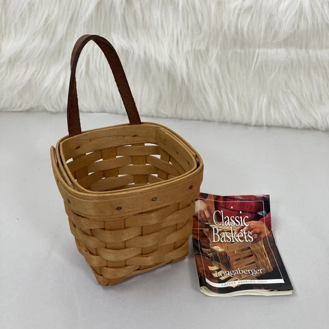 Vintage 1999 Longaberger Small Wall Hanging Basket Leather Strap No-Liner Cover
