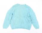 EWM Womens Blue Crew Neck Cotton Pullover Jumper Size 22