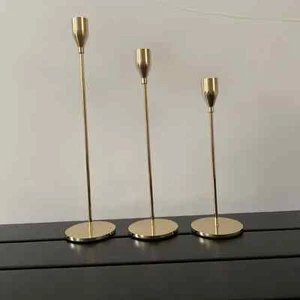 Set of 3 Modern Gold Candle Holders Candlesticks Party Wedding Holiday New Year - Picture 1 of 6