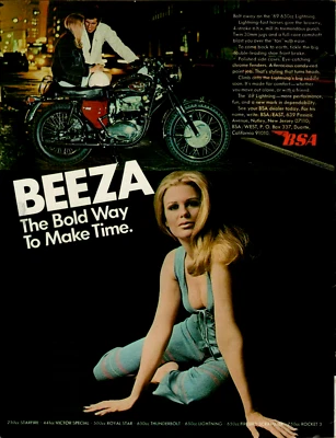 1969 BSA Beeza 650cc Lightning Motorcycle Blonde Model Photo Original Print Ad - Image 1 of 3