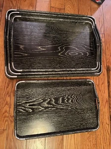1950s MCM Japanese Nasco black/chrome nesting trays - Picture 1 of 8