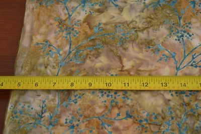 21" Long, Turquoise Vines on Brown Batik, Moda/Bon Voyage/Laundry Basket, M8873 - Image 1 of 4