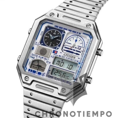 Citizen Star Wars R2-D2 Droid Ana-Digi Quartz Stainless Steel Silver Watch R2D2 - Image 1 of 4