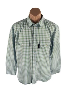 BR Bull Rush Classics Dress Shirt Men's Size L Green Check Cotton Cowboy Western - Bild 1 von 9