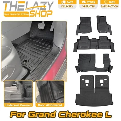 3Rows TPE Floor Mat & 3pcs Cargo Mat for Jeep Grand Cherokee L WL 7 Seats 2021+ - image 1 of 4