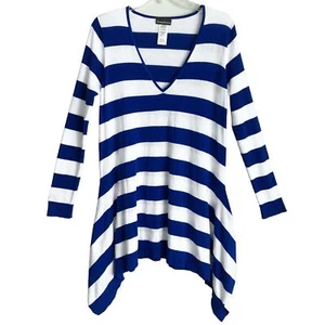 Tommy Bahama Sz L Cotton Modal Striped Tunic Sweater Beach - Picture 1 of 11