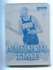 2022-23 Donruss Druckplatte Cyan Crunch Time Kevin Durant 1/1 Brooklyn Nets - Bild 1 von 2