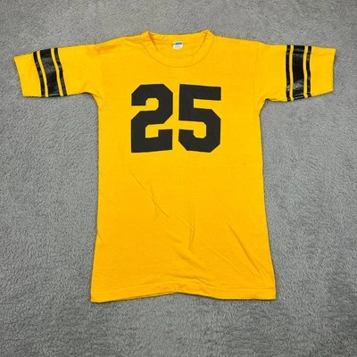 Vintage 70s Champion Shirt Mens Large Yellow Jersey Football Cotton USA Made - Image 1 of 4