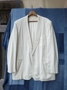 Vintage 1950s After Six White Linen Shawl Lapel Tuxedo Jacket James Bond 46 - Picture 1 of 14