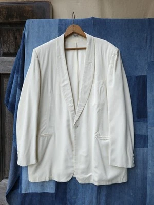 Vintage 1950s After Six White Linen Shawl Lapel Tuxedo Jacket James Bond 46 - Image 1 of 4