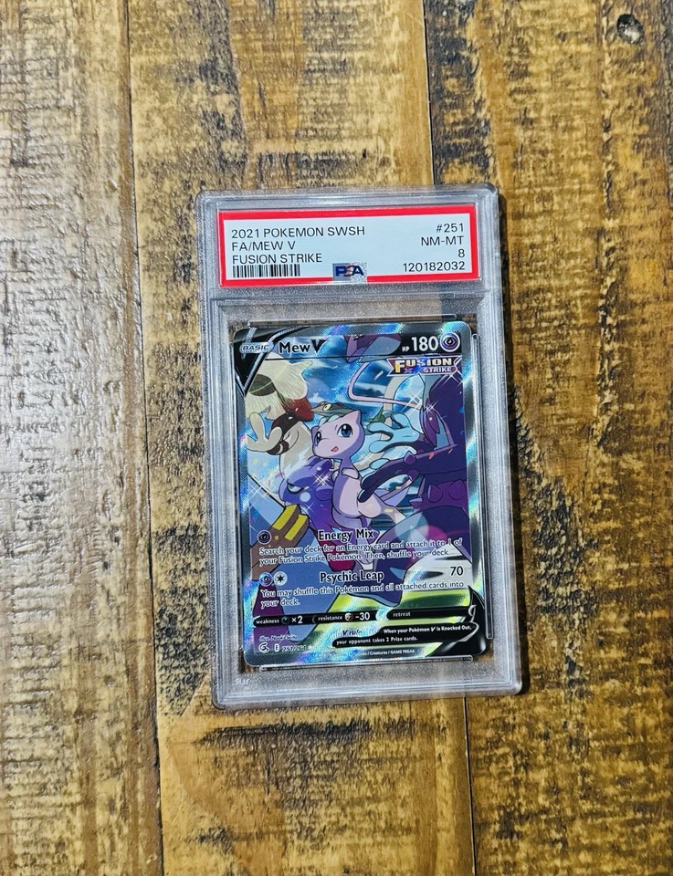 2021 Pokemon SWSH Fusion Strike Mew V #251/264 PSA 8 - Image 1 of 1