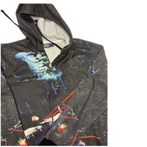 Star Wars | All Over Print | XL | Reißverschluss | Hoodie | Schwarz | Todesstern - Bild 1 von 8