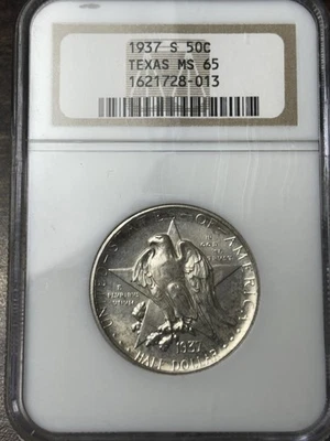 1937-S Texas 50c NGC MS-65 Commemorative Half Dollar. - Image 1 of 3