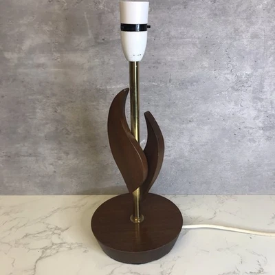 Vintage Retro Tischlampe aus Holz "Tulpe" 60er / 70er Jahre 35 cm hoch Dänisch ? 35cm hoch - Bild 1 von 4