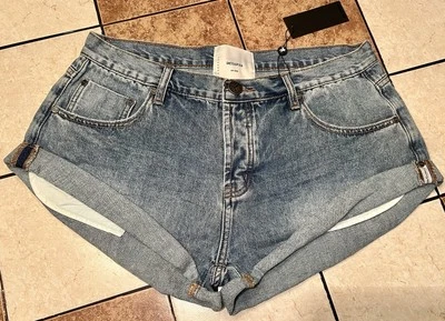 NWT One Teaspoon Sz 32 Bandits Distressed Denim Button Fly Jean Shorts $99 MSRP - Image 1 of 4
