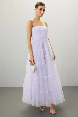 Vestido fluido de tul púrpura sin tirantes Zac Posen talla 4 EE. UU. (Al por menor $825) Foto 1 de 4