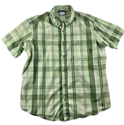 Columbia Regular Fit Green Check Large Button Up Short Sleeve Casual Shirt - Image 1 of 4