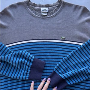 Lacoste Mens Size 7 / XL Pullover Sweater Blue Gray Stripe Casual Preppy Golf - Picture 1 of 15