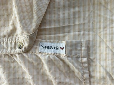 Simms Men's Performance Fishing Shirt Short Sleeve Tan and White Size XL - Image 1 of 4