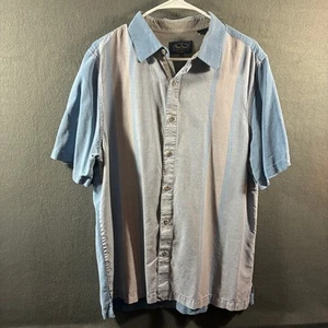 VTG nat nast men printed silk shirt large blue retro stripe ricky bowling camp  - Bild 1 von 6