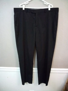 A Cut Above Uniforms Pants Men Brown Pinstripe Waist 44 Inseam 28 Wool Blend - Picture 1 of 10